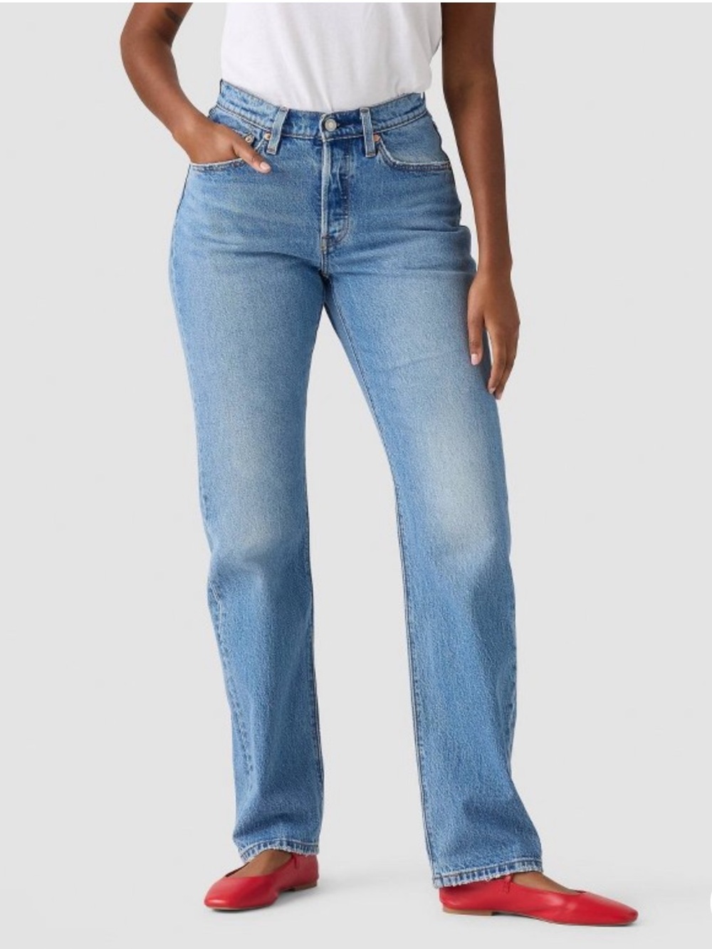 Levi's 501® Curve Jeans - Light Blue Denim with Tan Stitching